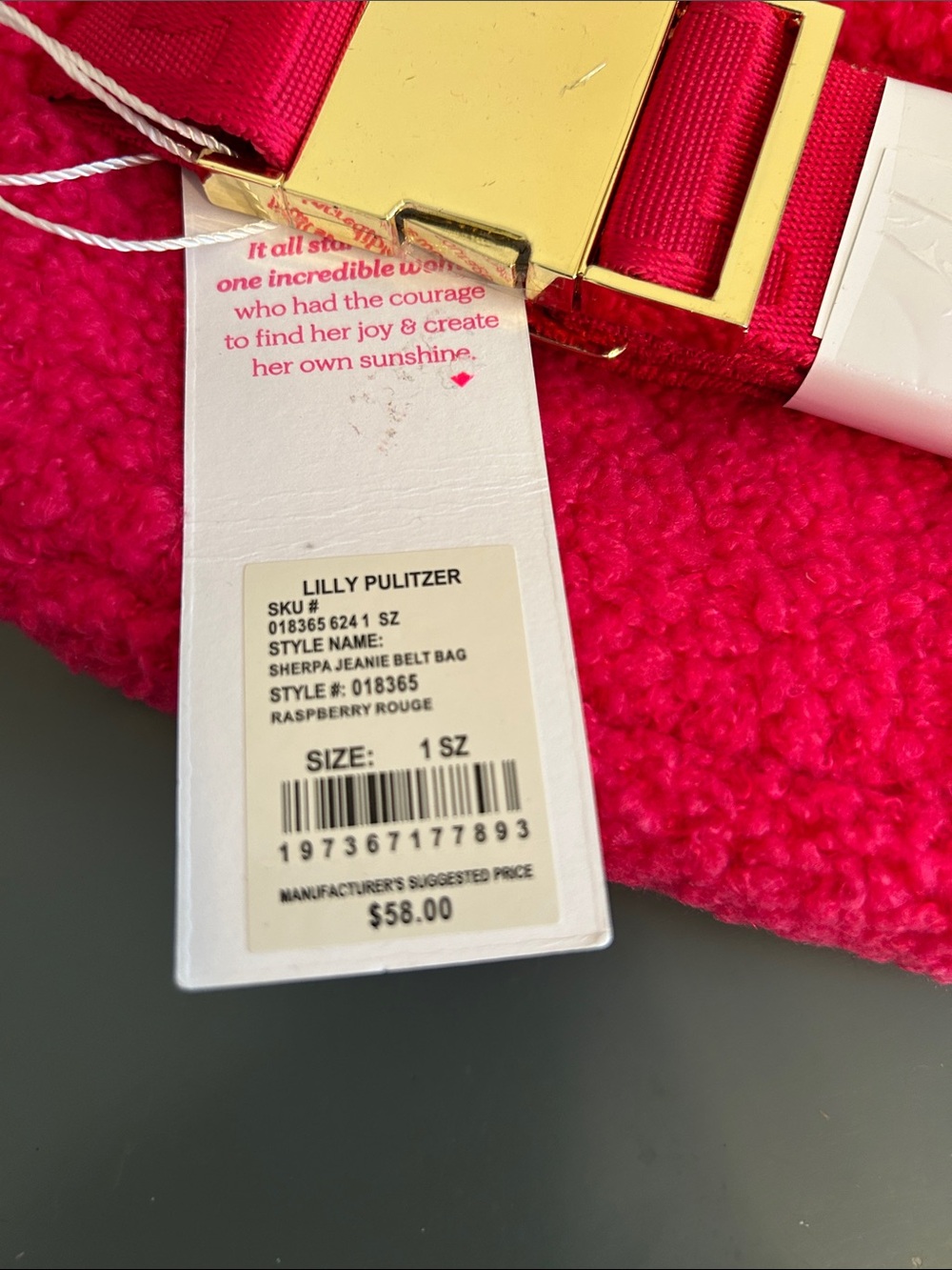 Lilly Pulitzer NWT Pink Sherpa Cross body / waist bag. - Picture 3 of 8